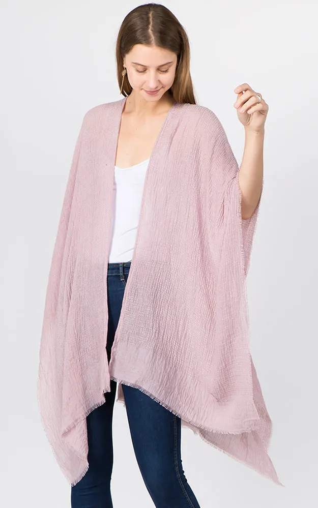 RA1C83 Solid Color Ruana Kimono