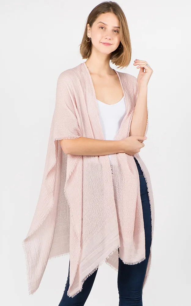 RA1C83 Solid Color Ruana Kimono