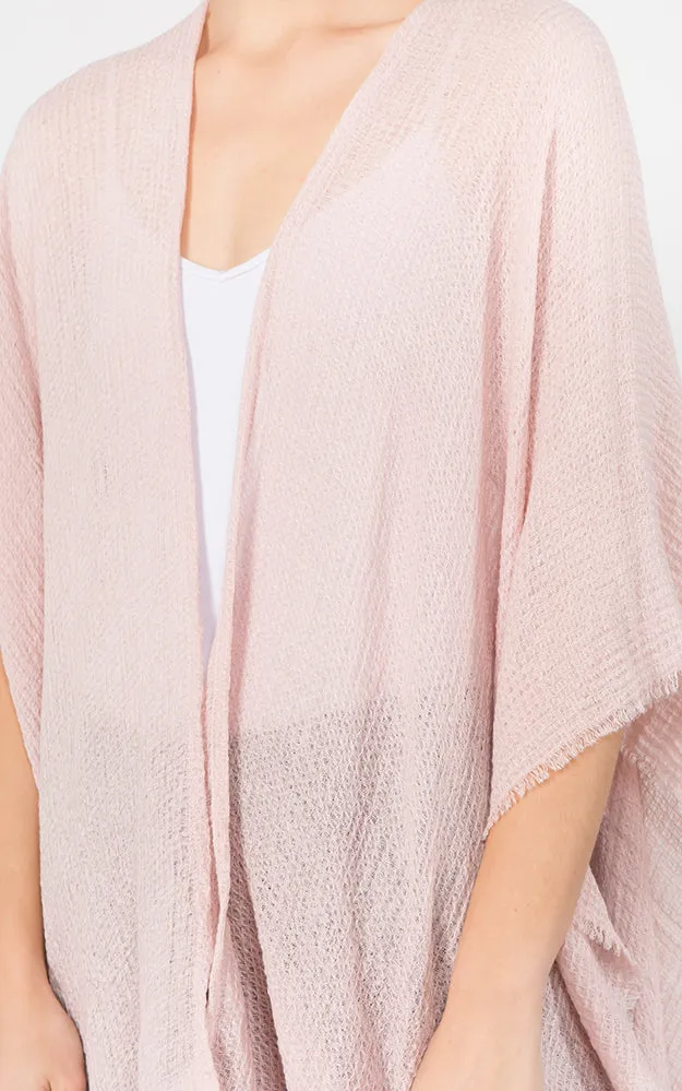 RA1C83 Solid Color Ruana Kimono