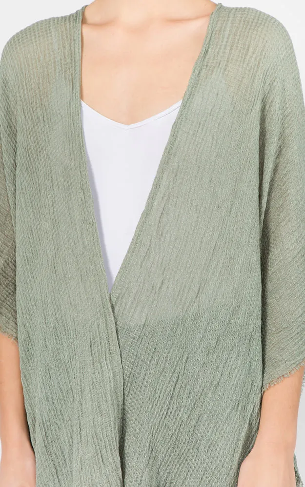 RA1C83 Solid Color Ruana Kimono