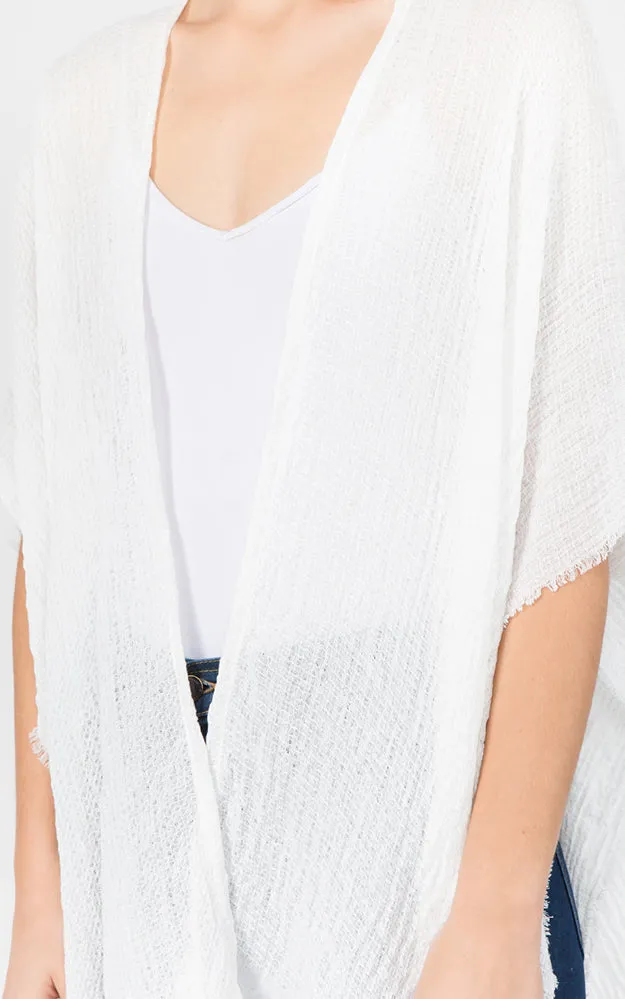 RA1C83 Solid Color Ruana Kimono