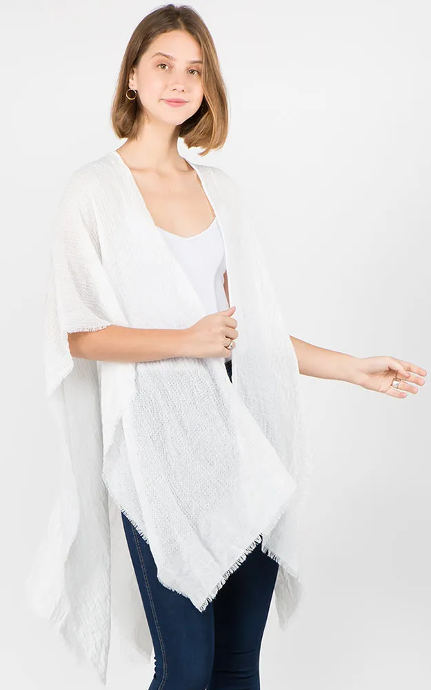 RA1C83 Solid Color Ruana Kimono