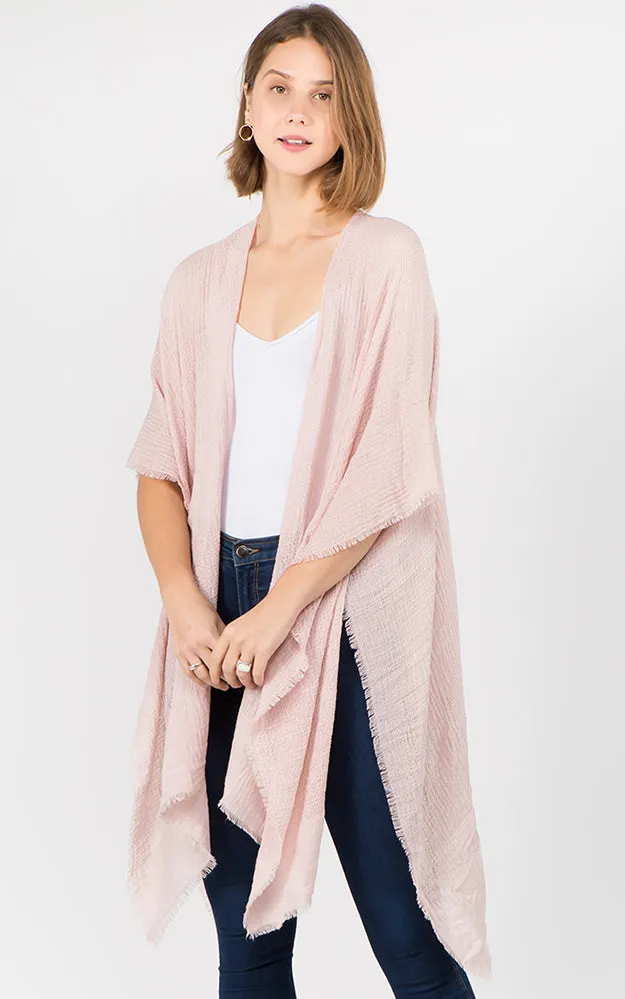 RA1C83 Solid Color Ruana Kimono