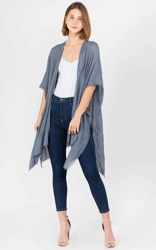 RA1C83 Solid Color Ruana Kimono