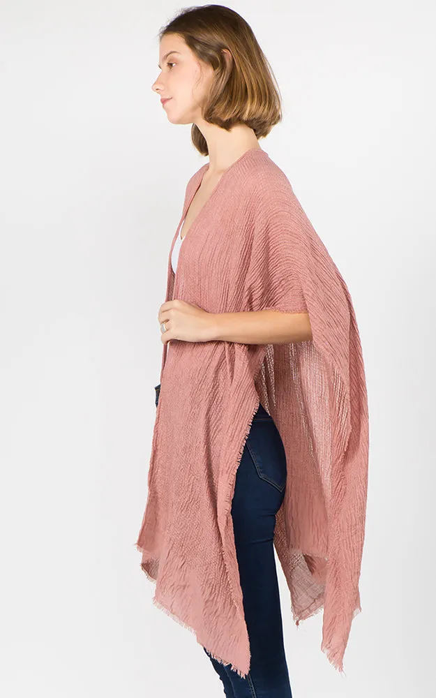 RA1C83 Solid Color Ruana Kimono