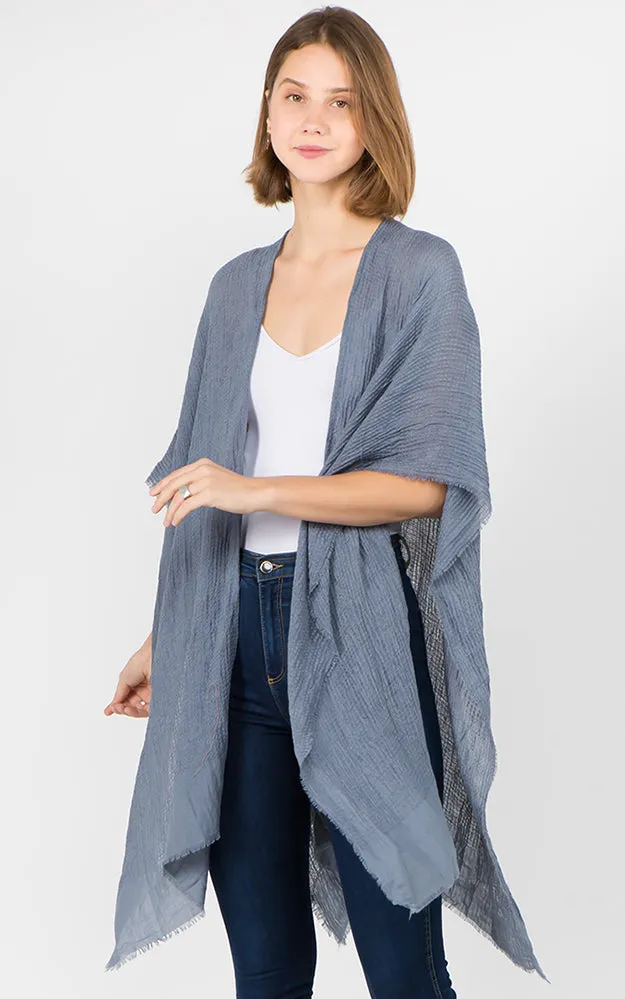 RA1C83 Solid Color Ruana Kimono