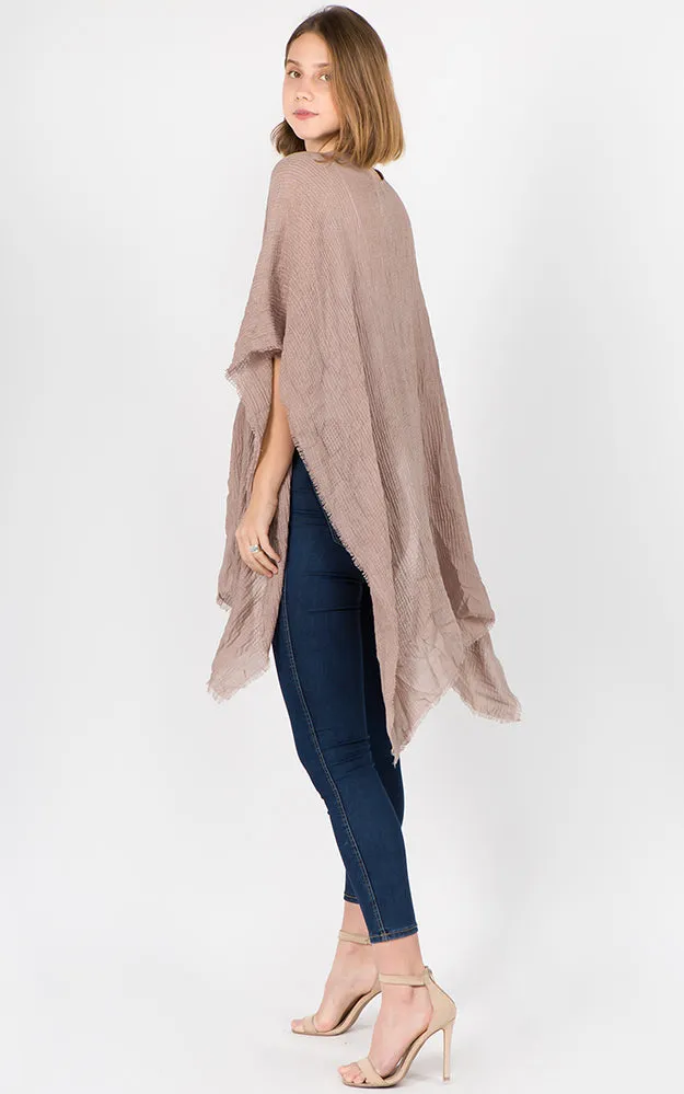 RA1C83 Solid Color Ruana Kimono