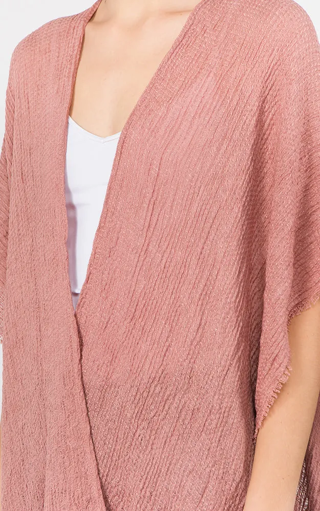RA1C83 Solid Color Ruana Kimono