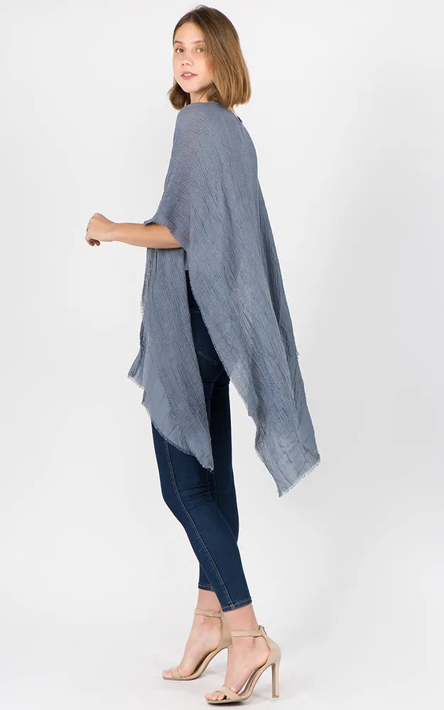 RA1C83 Solid Color Ruana Kimono