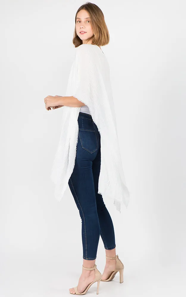 RA1C83 Solid Color Ruana Kimono
