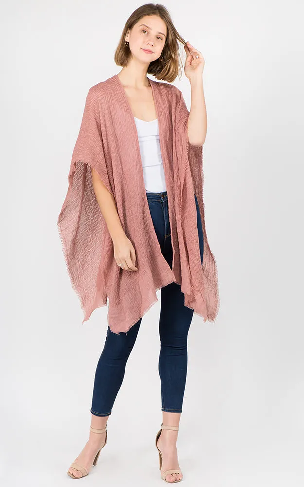 RA1C83 Solid Color Ruana Kimono