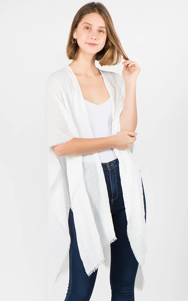 RA1C83 Solid Color Ruana Kimono