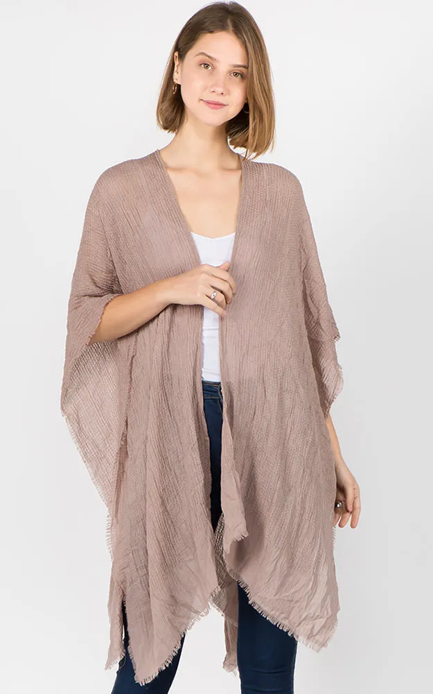 RA1C83 Solid Color Ruana Kimono