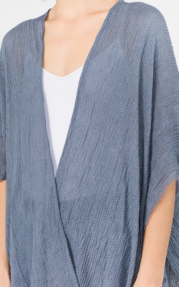 RA1C83 Solid Color Ruana Kimono
