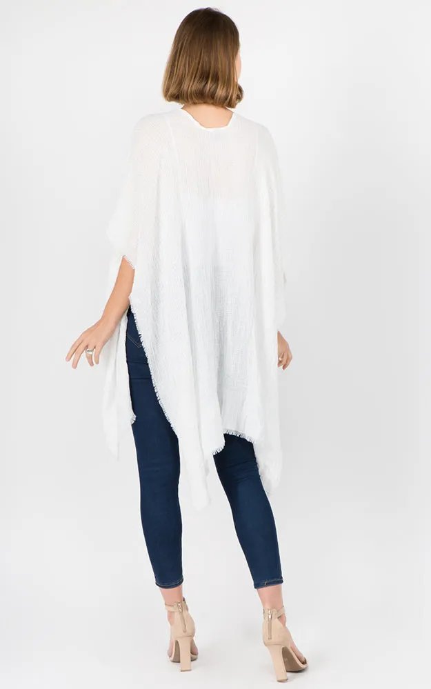 RA1C83 Solid Color Ruana Kimono