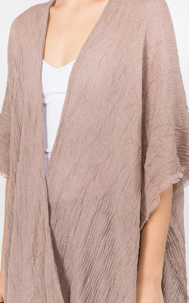 RA1C83 Solid Color Ruana Kimono