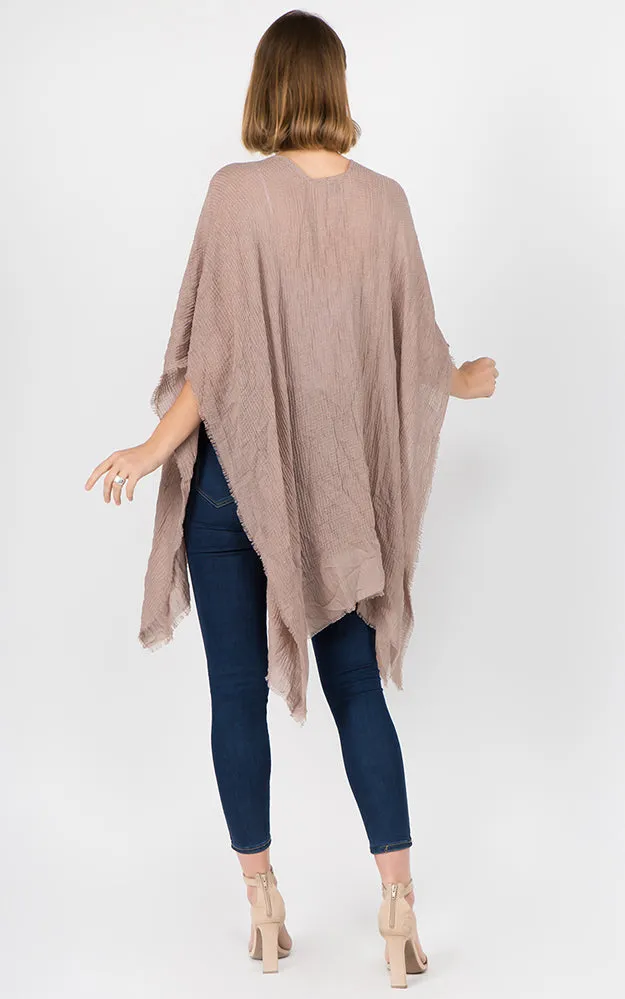 RA1C83 Solid Color Ruana Kimono