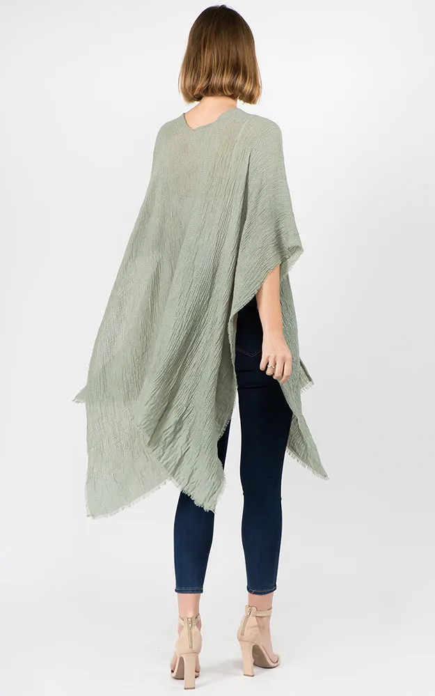RA1C83 Solid Color Ruana Kimono