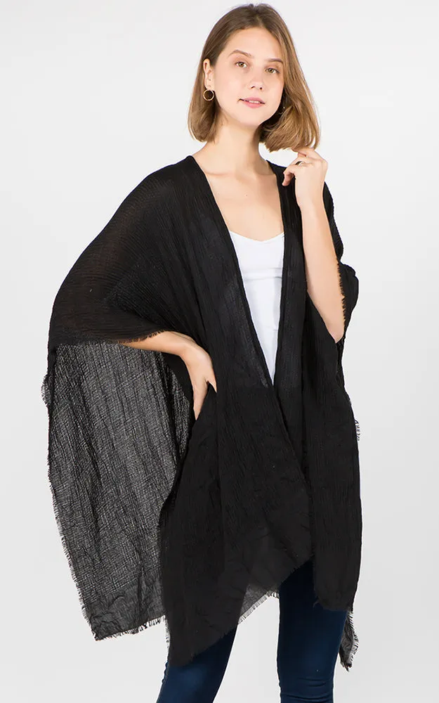 RA1C83 Solid Color Ruana Kimono