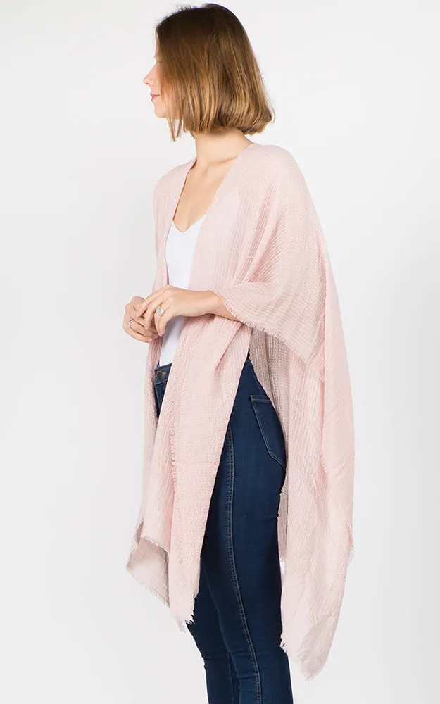 RA1C83 Solid Color Ruana Kimono