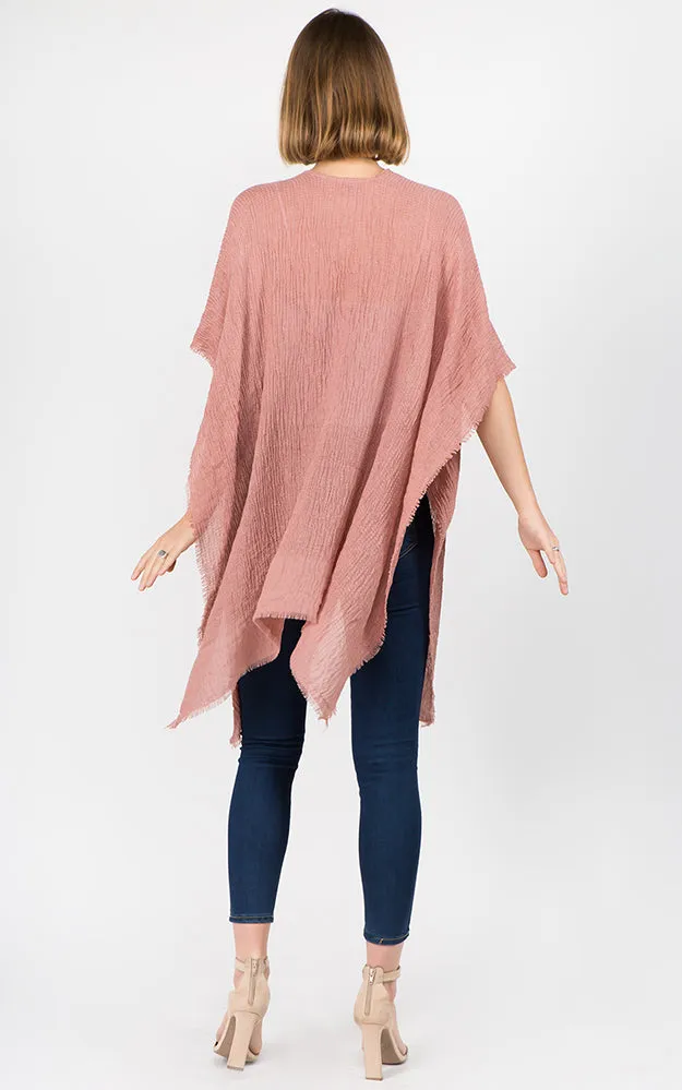 RA1C83 Solid Color Ruana Kimono