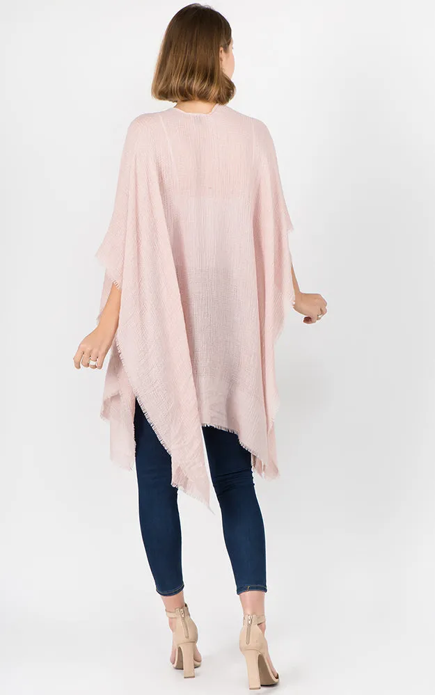 RA1C83 Solid Color Ruana Kimono
