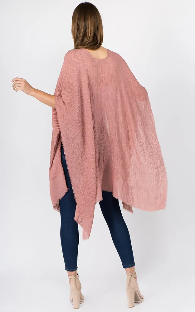 RA1C83 Solid Color Ruana Kimono