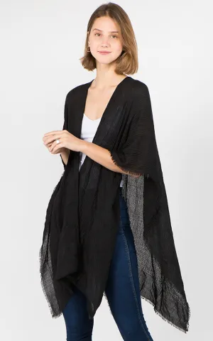 RA1C83 Solid Color Ruana Kimono