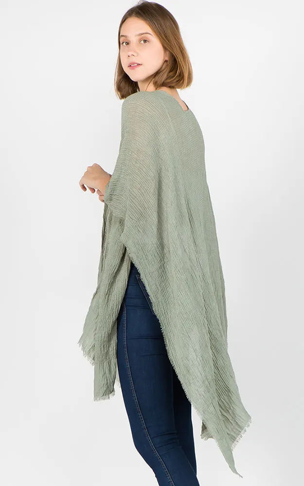 RA1C83 Solid Color Ruana Kimono
