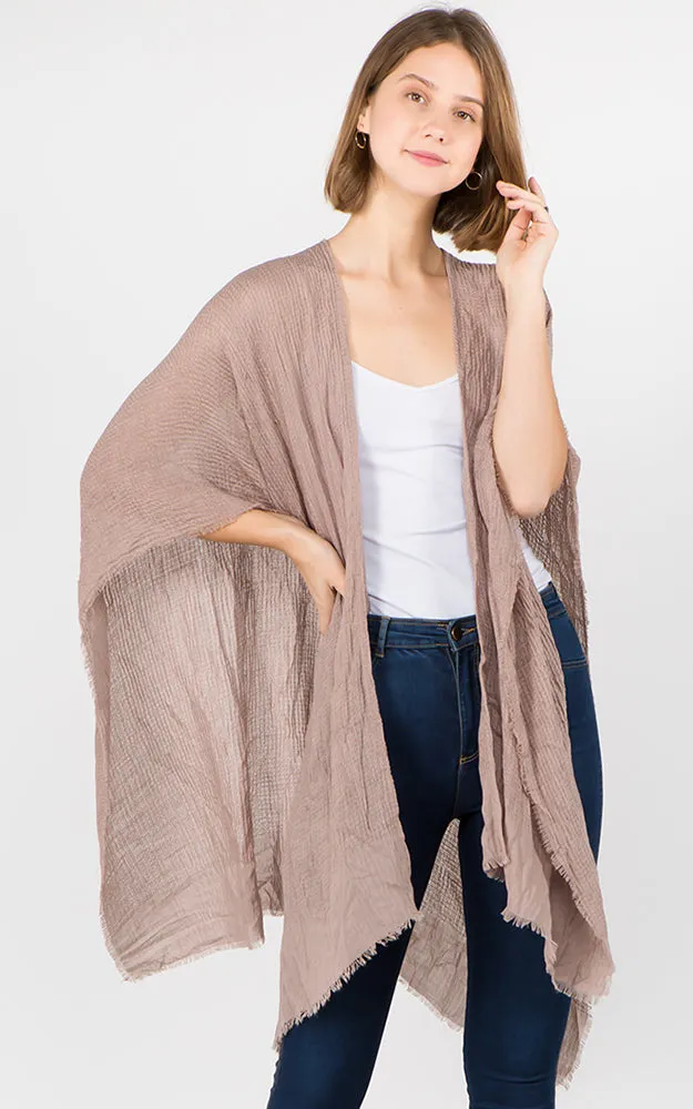 RA1C83 Solid Color Ruana Kimono