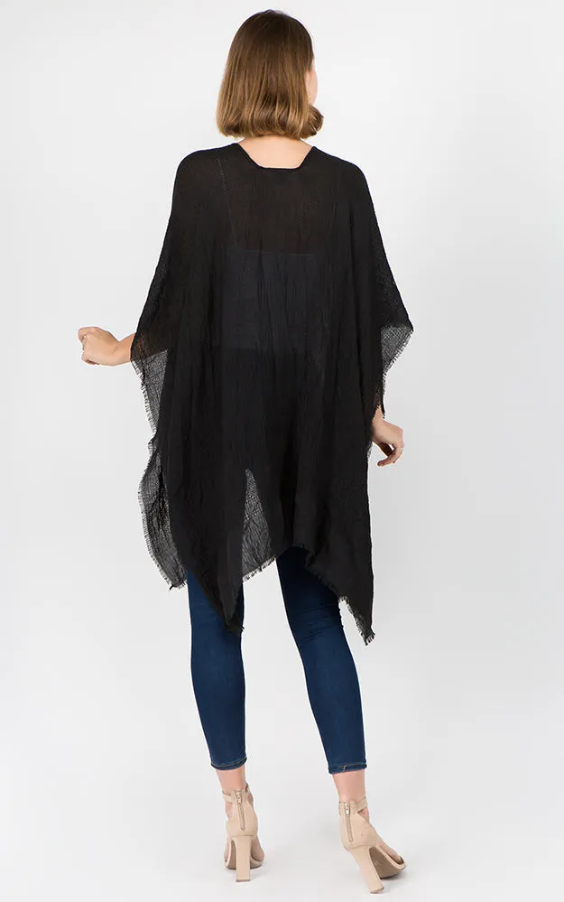 RA1C83 Solid Color Ruana Kimono