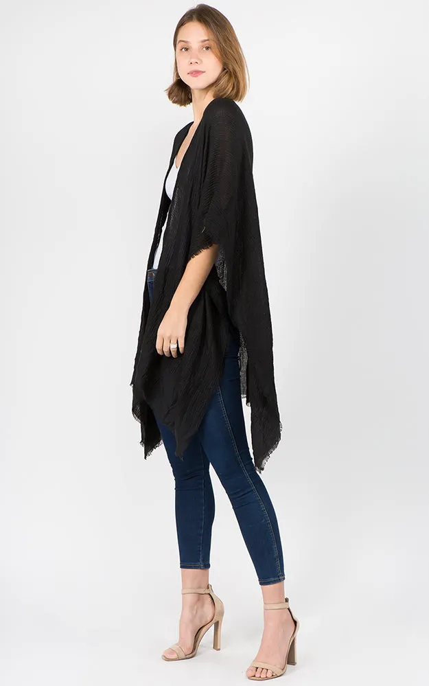 RA1C83 Solid Color Ruana Kimono