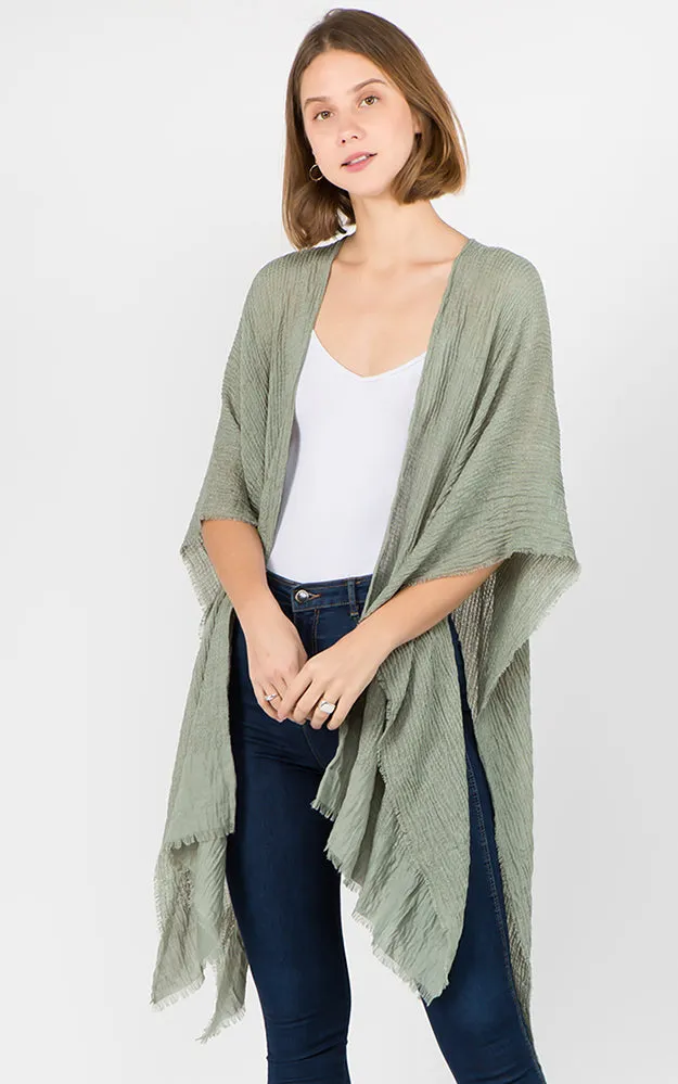 RA1C83 Solid Color Ruana Kimono