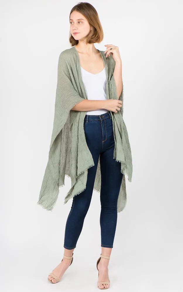 RA1C83 Solid Color Ruana Kimono