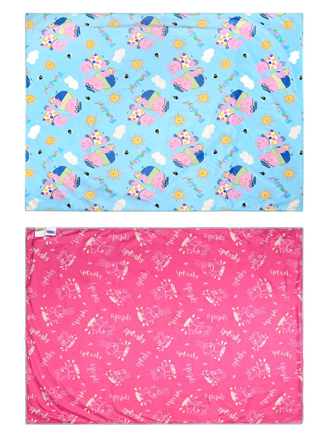 SARAL HOME EASY LIVING Velvet Peppa Pig Reversible Blanket - 125x150 cm, Turquoise