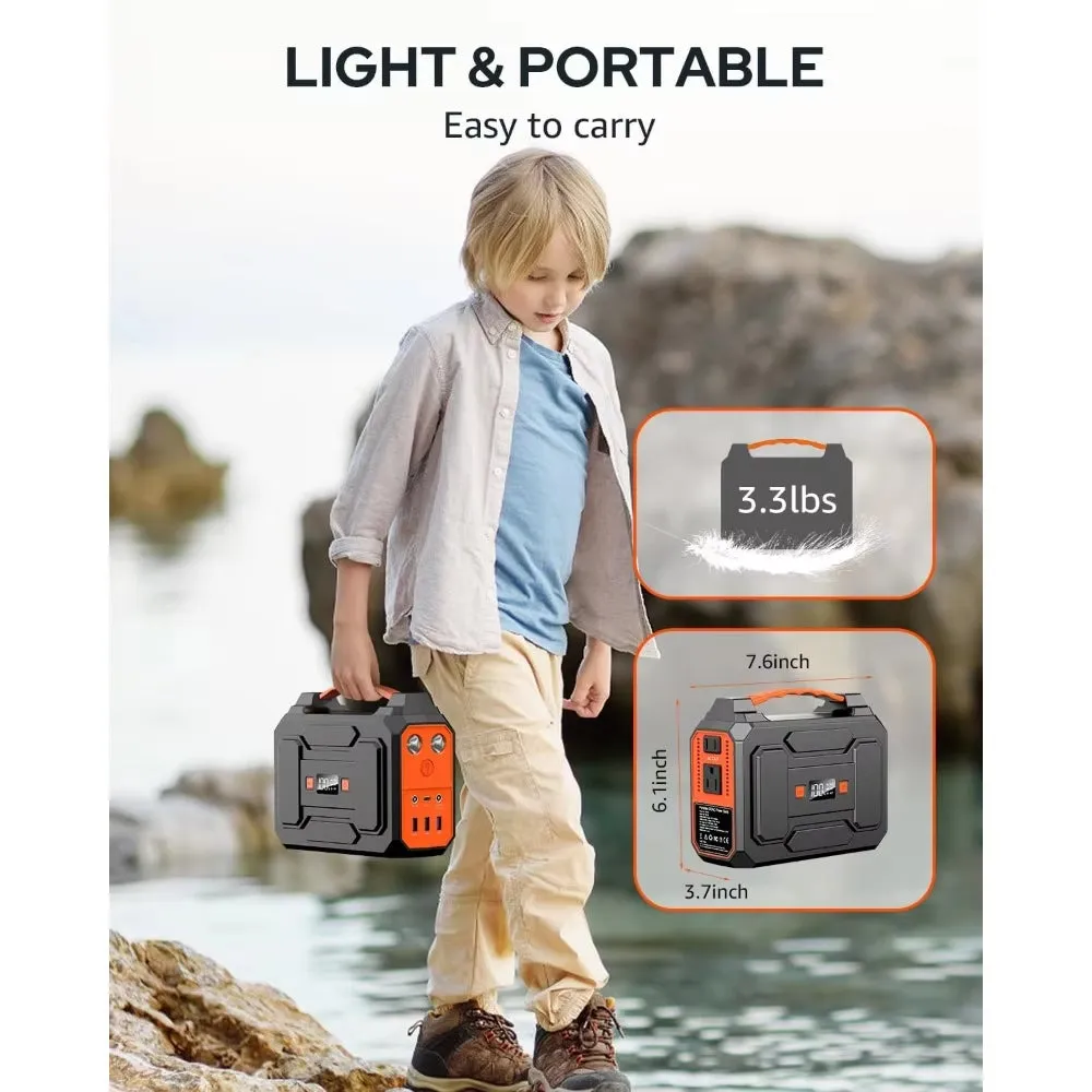 Solar Powered Generator 200W Peak/100W Rated, Portable Solar Generator Power Station with Solar Panels 40W