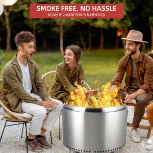 valiant 27 Inch Smokeless Fire Pit - Portable Stainless Steel Camping Stove with Stand & Removable Ash Pan | Ideal for Outdoor Wood Burning | H: 11.5 in, 26.9 lbs