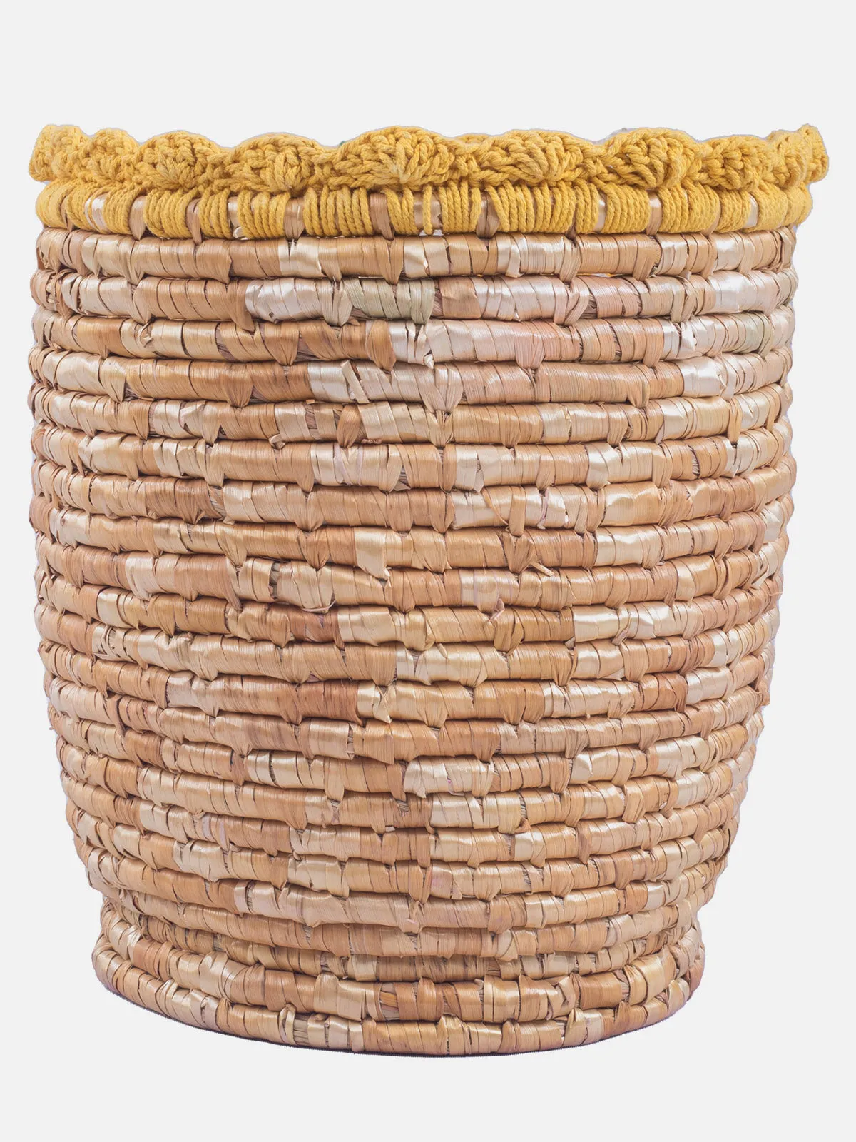 Wheat Grass Dustbin/Flower Vase With Crochia