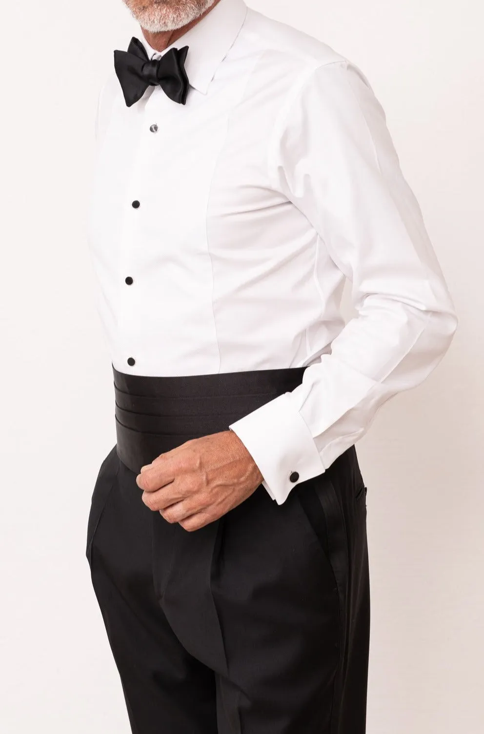 White tuxedo piqu BIB front Shirt - Made in Italy