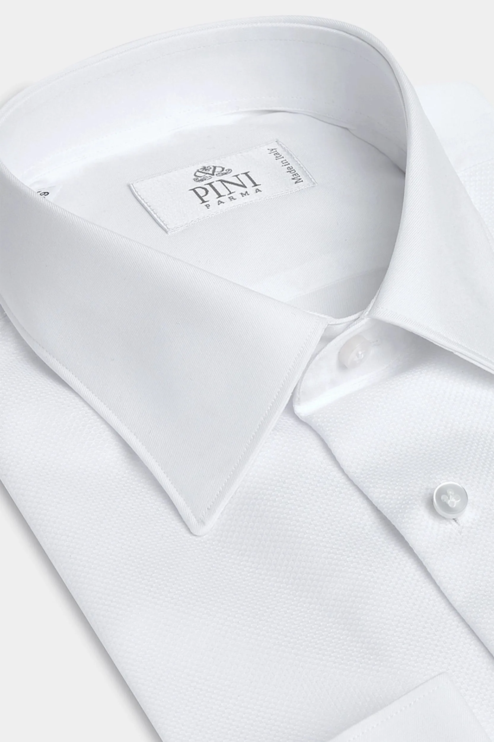 White tuxedo piqu BIB front Shirt - Made in Italy