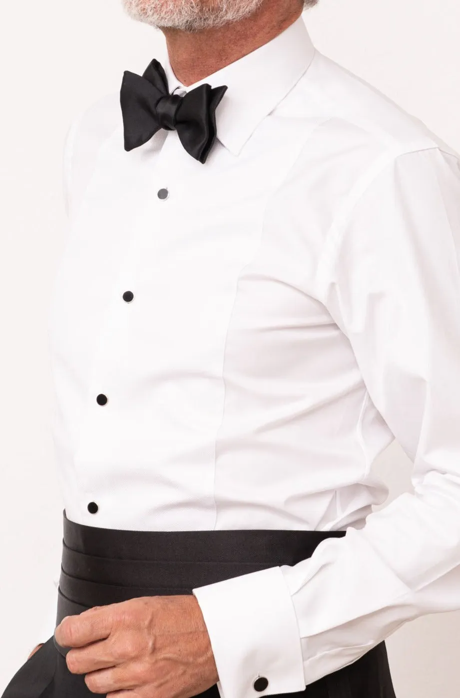 White tuxedo piqu BIB front Shirt - Made in Italy