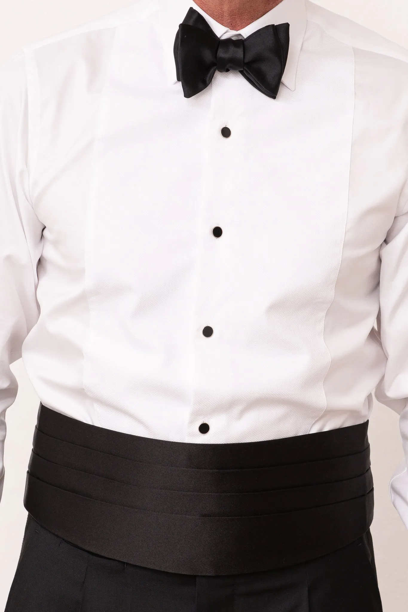 White tuxedo piqu BIB front Shirt - Made in Italy