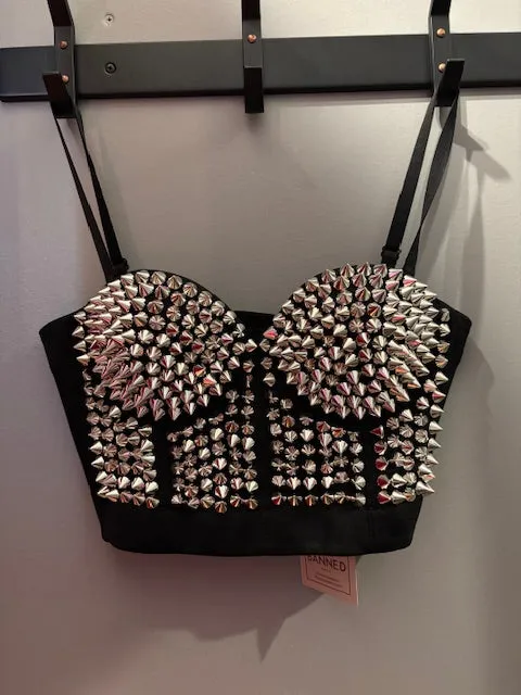 Xenia Silver Studded Crop Top