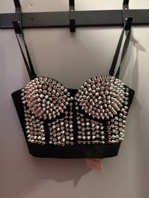Xenia Silver Studded Crop Top